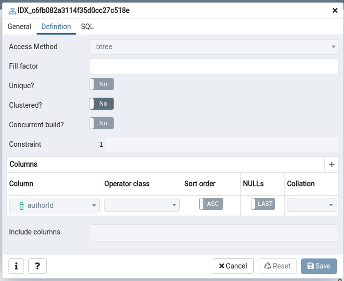 Postgres index