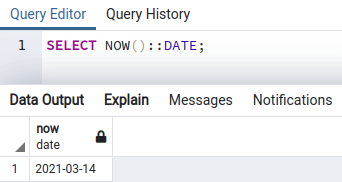 PostgreSQL select now