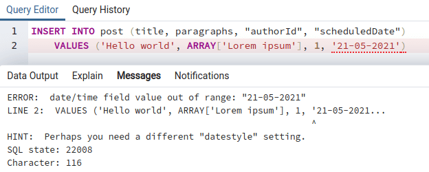 PostgreSQL inset into post