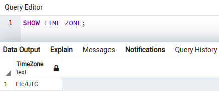 PostgreSQL show time zone