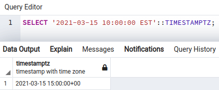 PostgreSQL select timestamptz